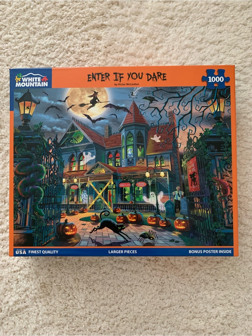 White Mountain Halloween Haunted House Puzzle - Orange & Blue Accents